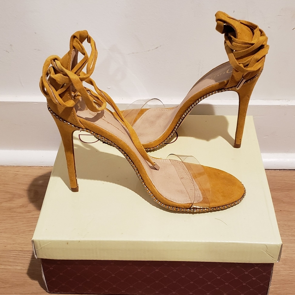 Clear strap gladiator heeled sandal